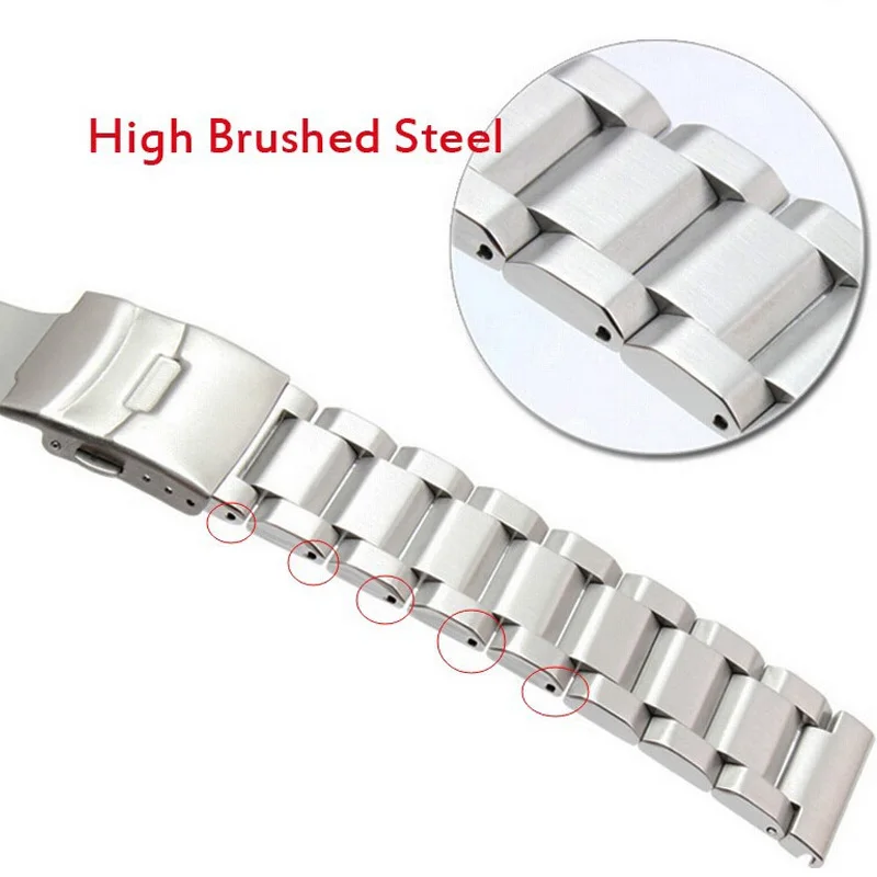 Stainless Steel Watch Bracelet 18mm 20mm 22mm 24mm Metal Watch Bands Link Strap Blue Black Gold Watch Accessories