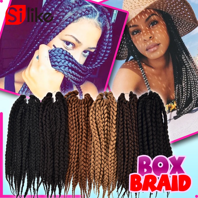 Silike 6Packs/lot Box Braids hair Crochet hair Extensions Brown Bug 12