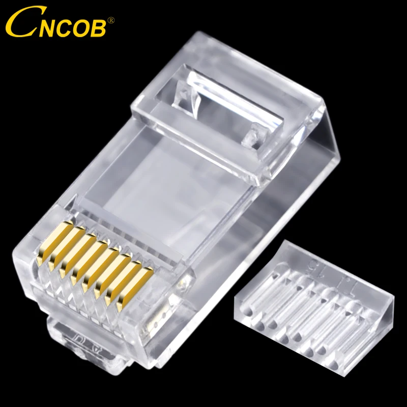 Cncob Cat6 قطعتين ، كابل الشبكة rj45 شبكة موصل rj المكونات المعيارية آلاف متر إيثرنت 8p8c رئيس الكريستال مطلية بالذهب