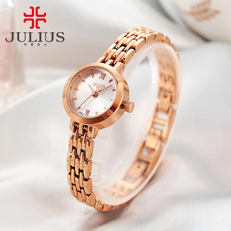 Imagem -02 - Mini Relógio Dourado Clássico Relógio Quartz de Japonês Bracelete Elegante para Mulheres Presente para Meninas Aço Inoxidável