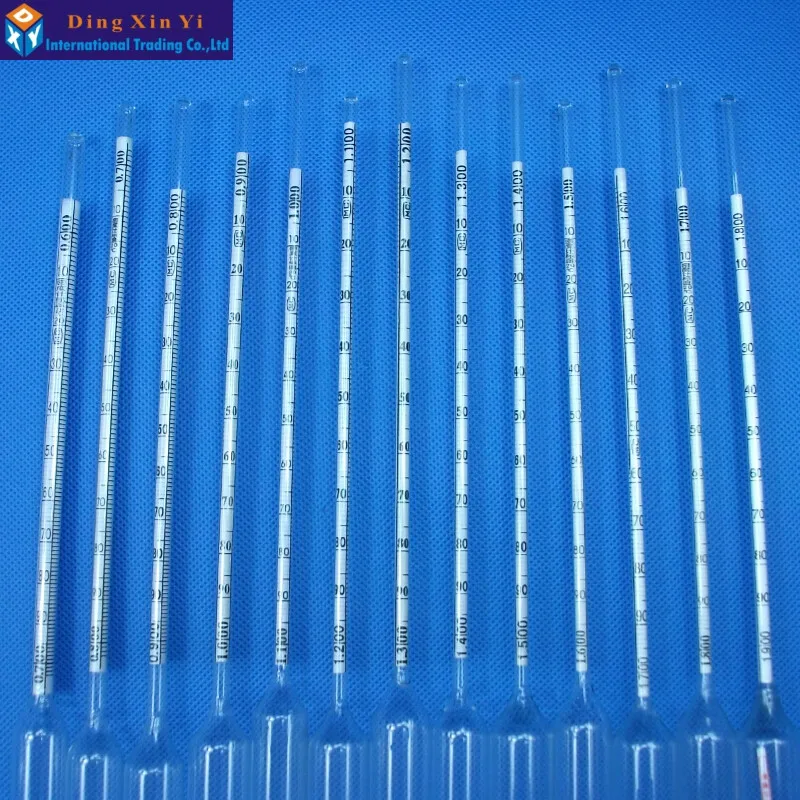 2PCS/lot 1.3-1.4/m3 glass hydrometers chemical laboratory glass Densitometers liquid hydrometer densimeter Density Meter