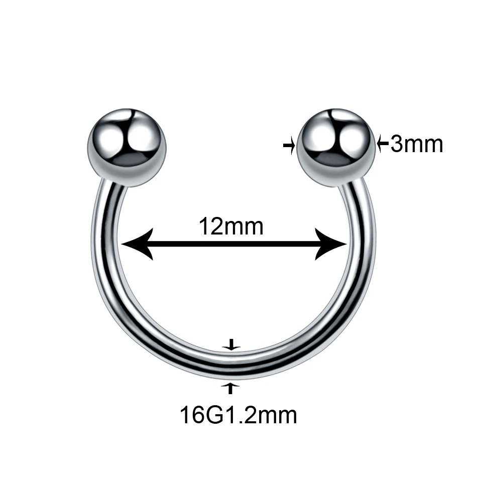 1Pc Titanium Sexy Nostril Piercings Fake Septum Nose Ring Tragus Conch Daith Curved Barbell Industrial Nipple Tongue Piercings