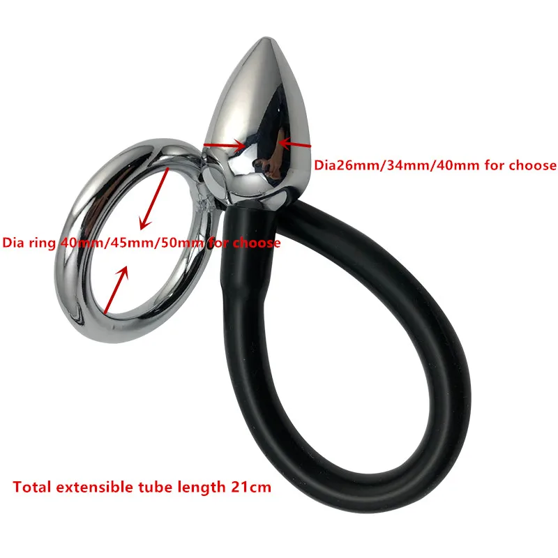 Male metal Anal hook butt Plug with penis stainless steel Cock Ring Massager ball Prostate Stimulation erection Sex Toys