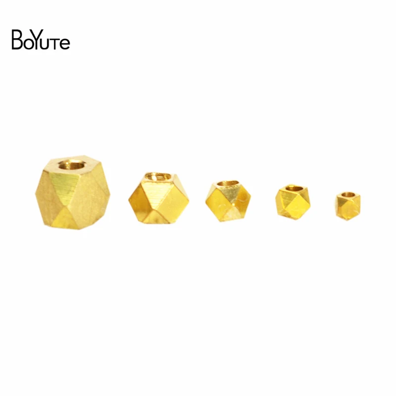 BoYuTe (100 Pieces/Lot) 2-2.5-3-4-5MM Metal Brass Solid Beads Spacer Beads Diy Jewelry Making Loose Beads