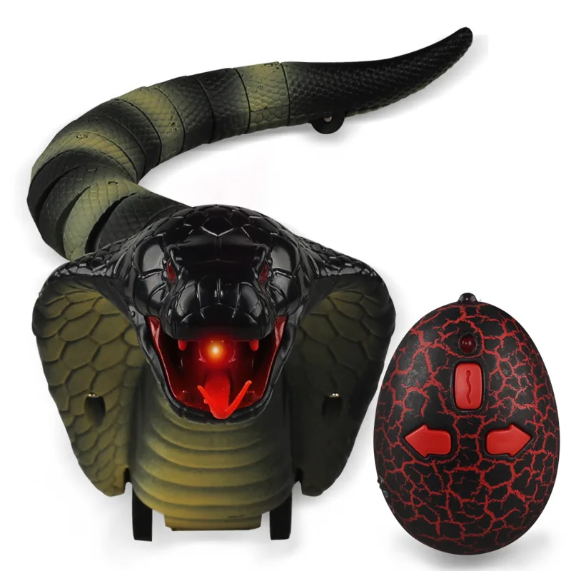 

[Funny] Trick toys Remote control animal LED light IR RC Snake King cobra electronic pet robot model scary Prank toy joke toy