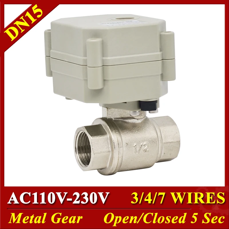 

Metal Gear Electric Water Valves SS304 DN15 1/2" TF15-S2-C AC110-230V Motorized Valves Long Using Life