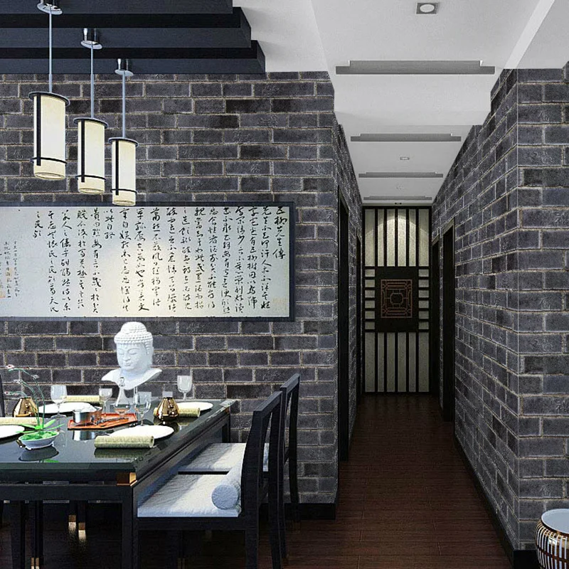 beibehang antique brick complex brick pattern brick wallpaper Chinese restaurant living room TV background wallpaper