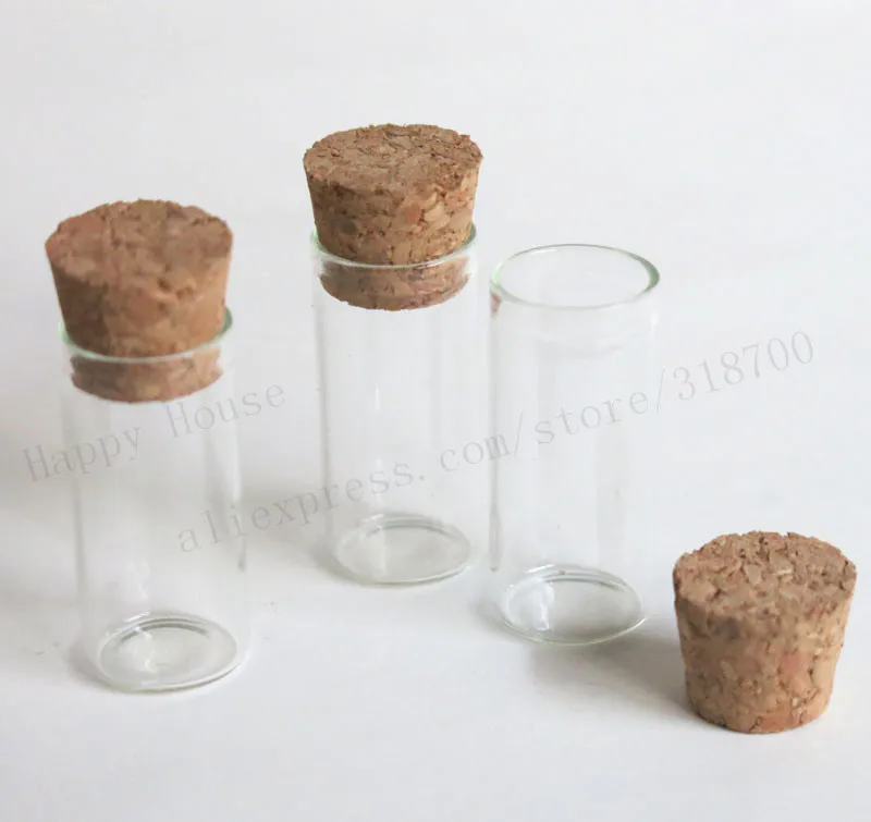 100 x 3ml Mini Thin Glass Tube with Wood Cork  3cc Clear Sample Vials Cork Stoppered Tube More Sizes Available from 1ml to 300ml