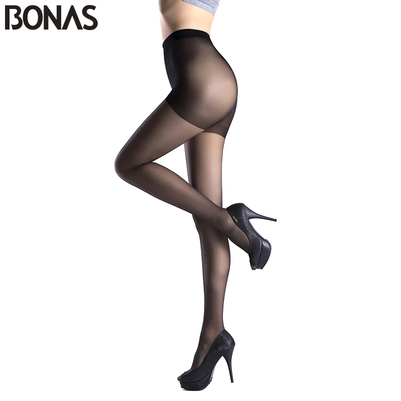 BONAS 3pcs/lot 15D Women Transparent Tights Summer Solid Color Pantyhose Fashion Sexy Nylon Polyester Tights Stockings Female