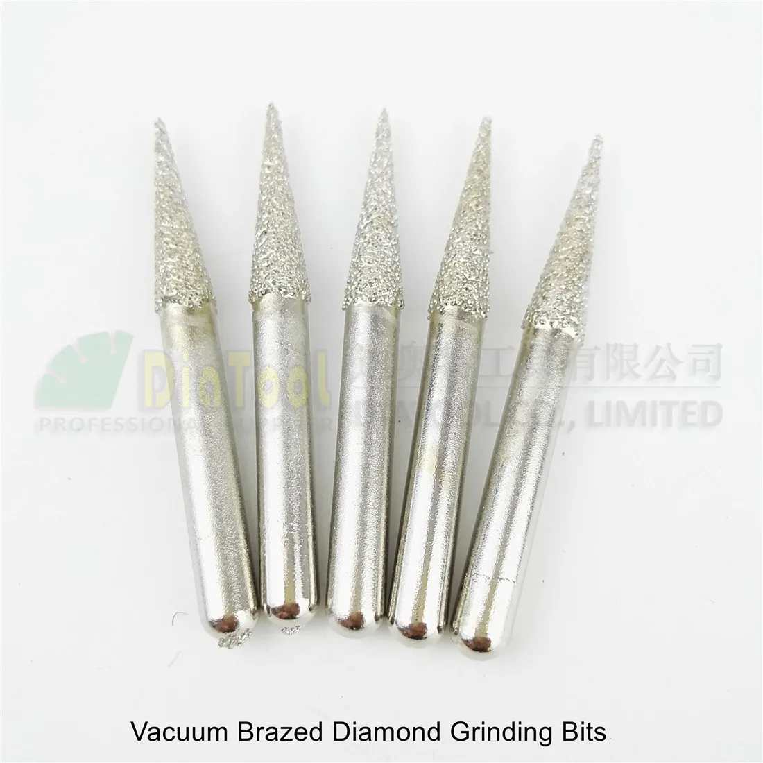 DIATOOL 5pcs #12 Diamond Mounted Points Grinding Head 6x25MM, Rotary Carving Burrs Engraving Bits