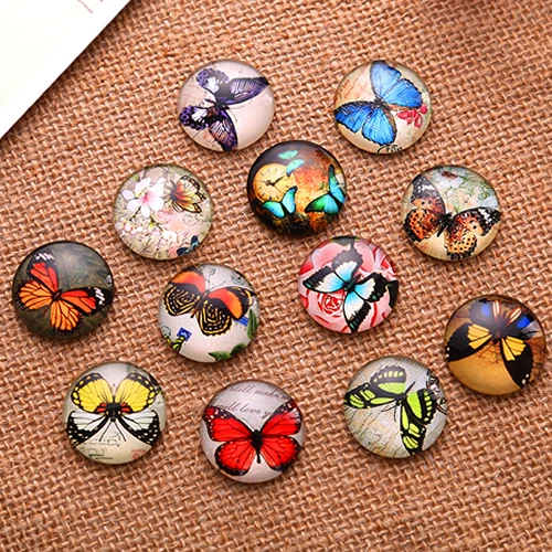 

20mm Mixed Style Round Glass Cabochon Dome Jewelry Finding Cameo Pendant Settings 20pcs/lot K04778