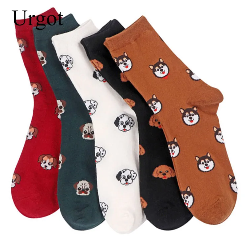 

Urgot 5 Pairs Women's Socks Spring Autumn Cartoon Cute Animal Female Cat Dog Women Casual Soft Funny Breathable Cotton Socks Sox