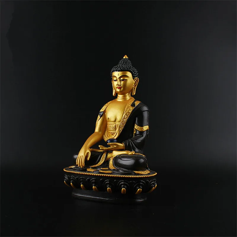 Auspicious Buddha Statue Resin Drawing Figurine 21cm Amitabha Figure of Buddha Solemn Temple Sculpture