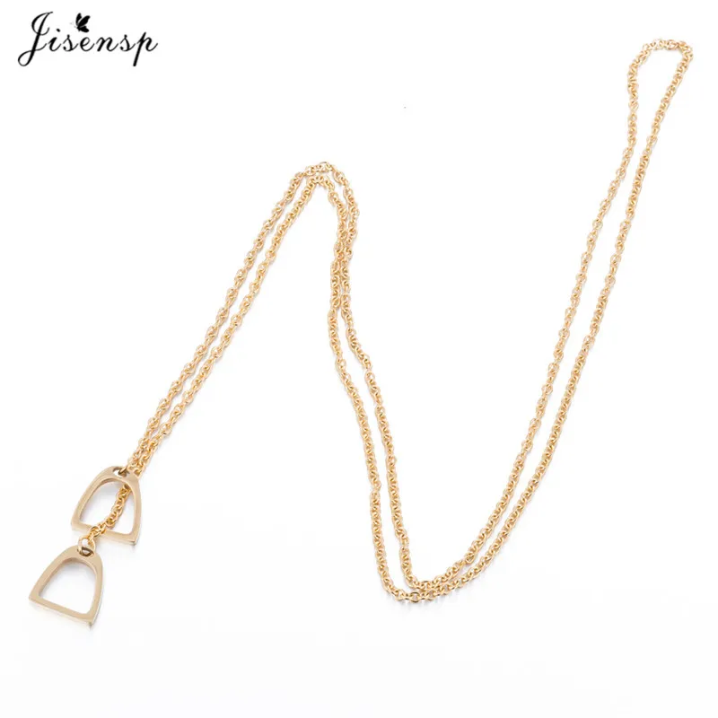 Jisensp Fashion Gold Color Horseshoe Necklaces Pendants for Women Jewelry Birthday Lovely Horse Hoof Necklace Chain Gift