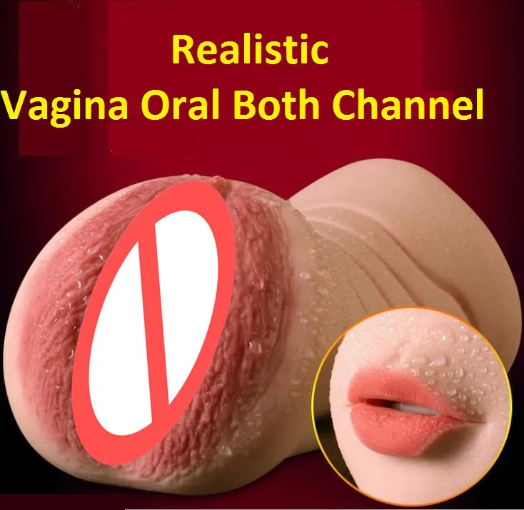 

New Male Masturbator Artificial Realistic Oral Vagina Both Channel Man Masturbation Cup Mouth Anus Adults Men Sex Toy 805