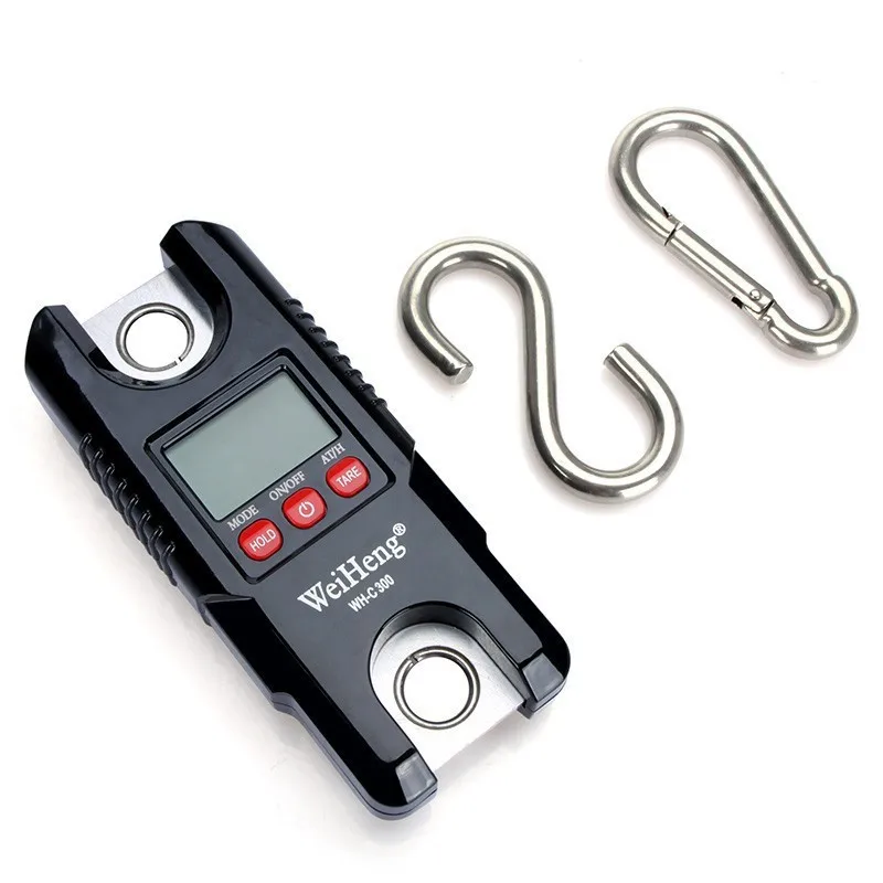 300kg Mini Crane Scale Portable LCD Digital Electronic Stainless Steel Hook Hanging Weight Crane Scales Loop Weighing Balance