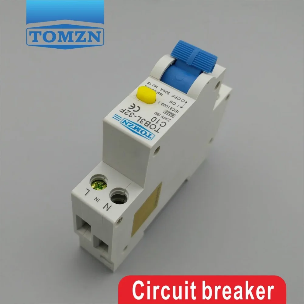 TOB3L-32F 18MM RCBO 10A 1P+N 6KA Residual current Circuit breaker with over current and Leakage protection