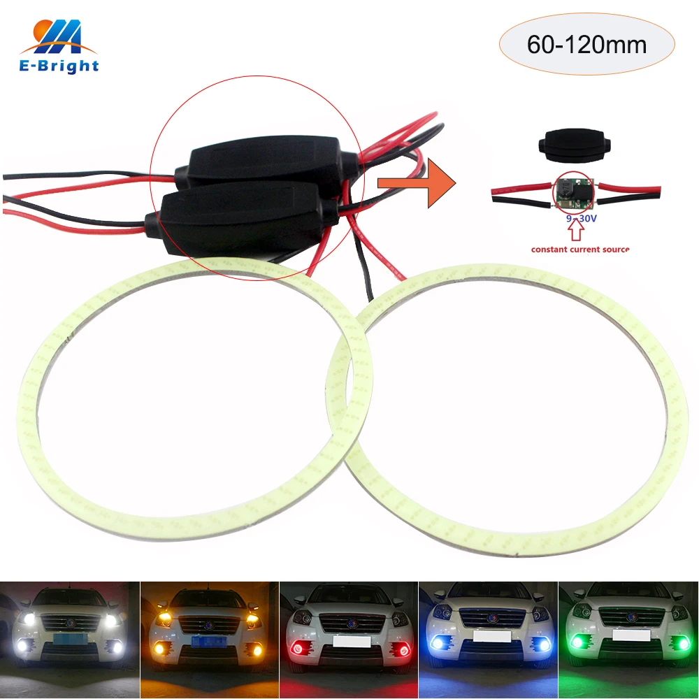 2PCS Halo Ring COB 60MM 70MM 80MM 90MM 100MM 110MM 120MM 12V 24V Car LED Headlight Angel Eyes Fog Lamp