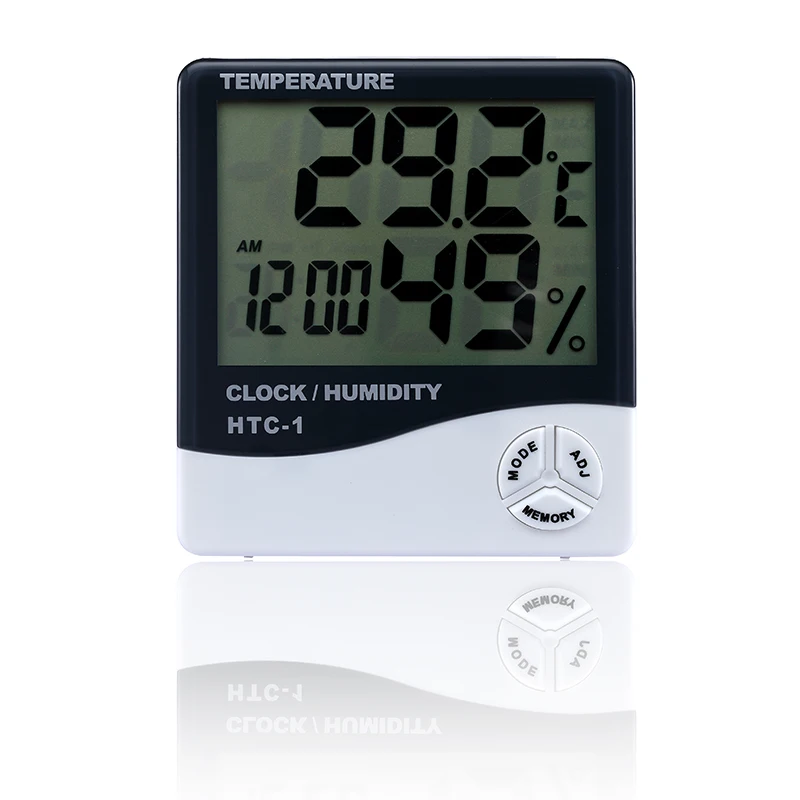 Imagem -02 - Termômetro Digital Higrômetro Lcd de 100 Modos Temperatura Umidade Interna Eletrônico Relógio Estação Meteorológica