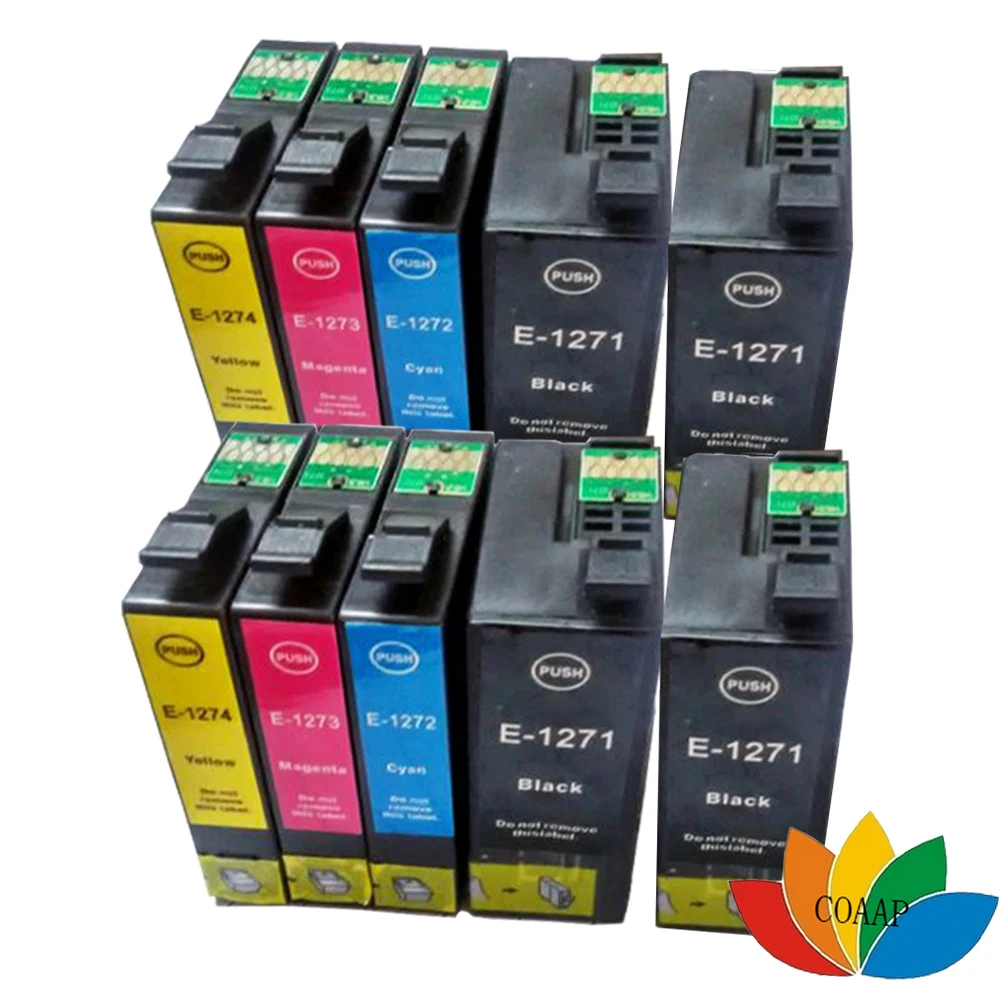 

10 совместимых чернильных картриджей T127XL для принтера EPSON T1271-T1274 Workforce 60 545 630 633 635 645 840 845