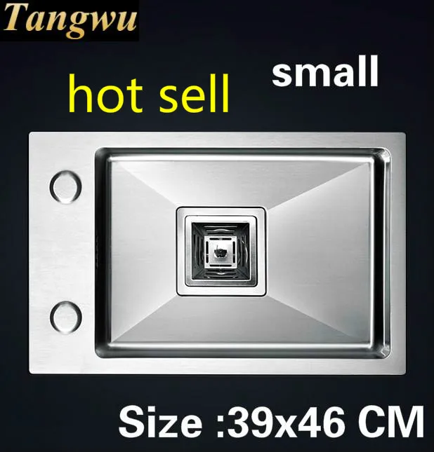 

Free shipping Apartment small kitchen manual sink single trough mini do the dishes 304 stainless steel hot sell 39x46 CM