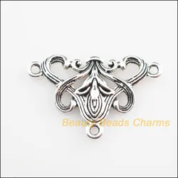 20 New Connectors Triangle Flower Tibetan Silver Color Charms 20x31mm