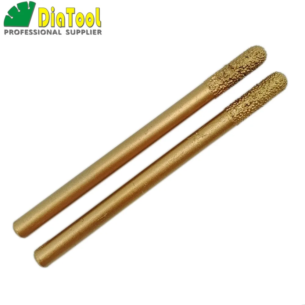 

DIATOOL 2PCS CNC Engraving Bits For Stone(6/20mm) Ball-end, Striaght Diamond Burrs, Vacuum Brazed Diamond Carving Bits