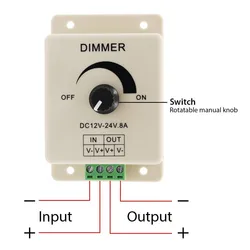 12V 24V LED Dimmer Switch 8A Voltage Regulator Adjustable Controller for LED Strip Light Lamp