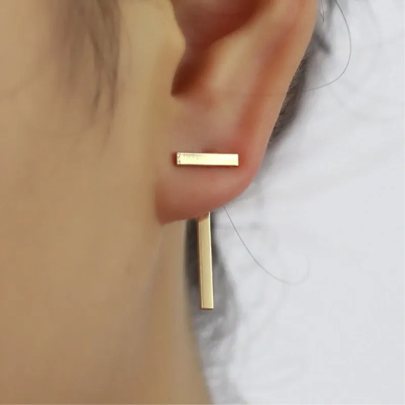 T Letter Geometric Metal Stick Earrings for Women Simple Statement Punk Earring Gold Color Female Fashion Stud Jewelry Gift