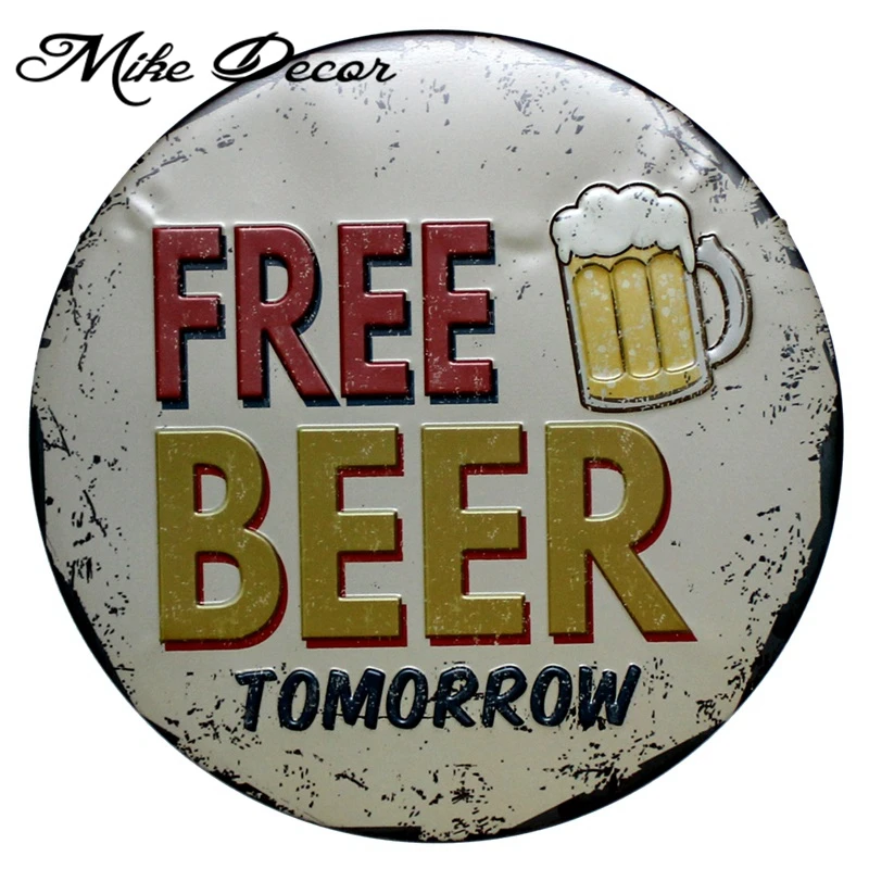 [ Mike Decor ] FREE BEER TOMORROW Metal sign Hanging painting Retro Gift Craft Hotel Bar Pub Party decor YA-985