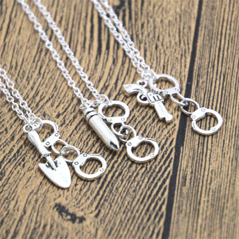 24pcs/Lot 3 Partner In Crime Inspired Necklace Best Friends BFF Charm Geek Silver Tone