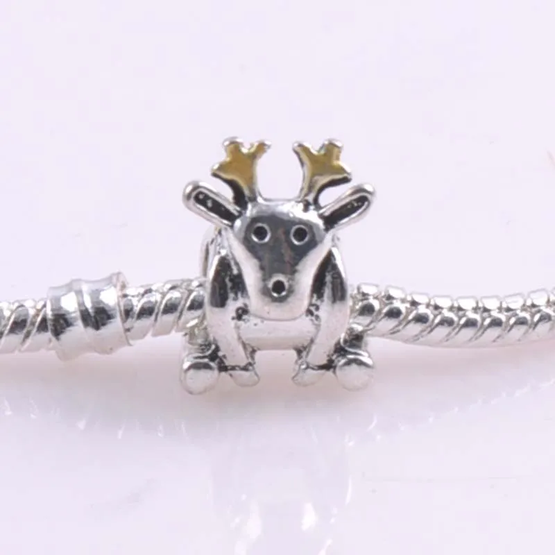 10 pcs 15x10mm Silver Plated Christmas reindeer Spacers Beads Fit  Charms Bracelets Jewelry Handmade DIY DK-054