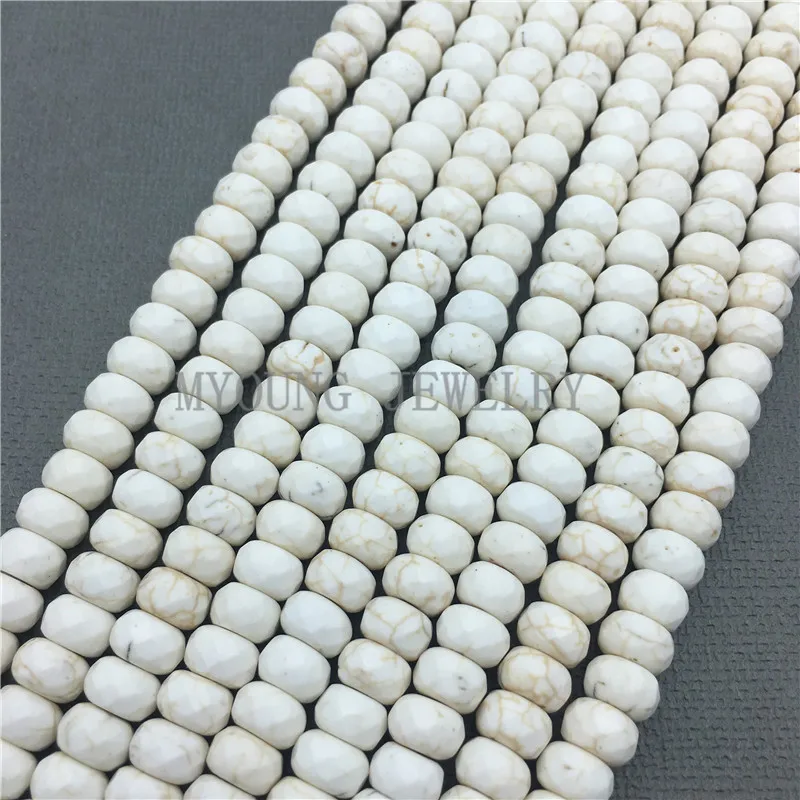 Faceted Abacus White Turquoises Beads,Beige Howlite Beads For Jewelry Making, 15.5''Free Shipping MY0666