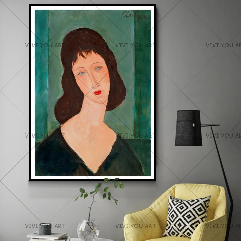 Modigliani Modern Women Canvas Painting Handmade Wall Art Pictures For Living Room Bedroom Dinning Room Decration