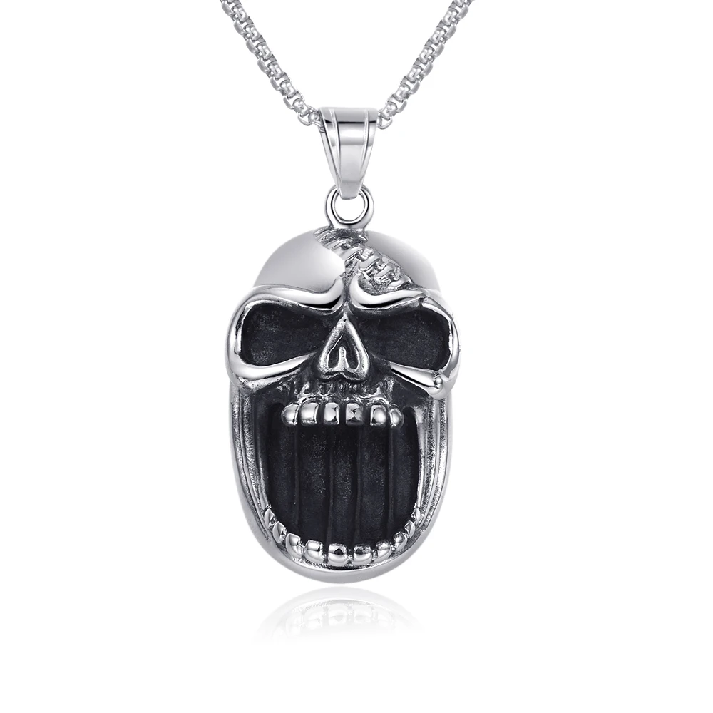 Hot Sale Creative Titanium Steel Open Beer Bottle Skull Pendant Necklace Punk Rock Men's Party Jewelry Brothers Father Gift