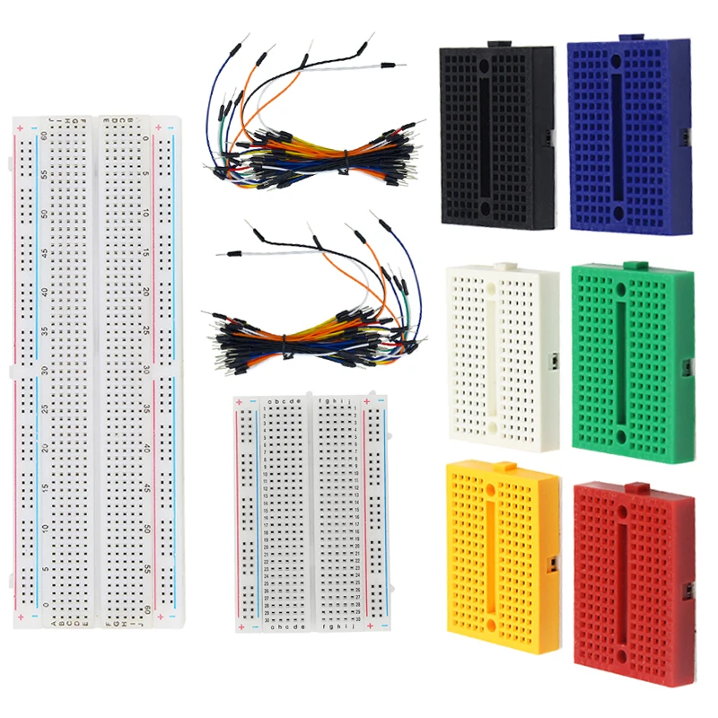 

Breadboard Kit 170 400 830 Tie Points Solderless Breadboard Self-adhesive PCB Test Board +130 Jumper Wire Line for Raspberry Pi