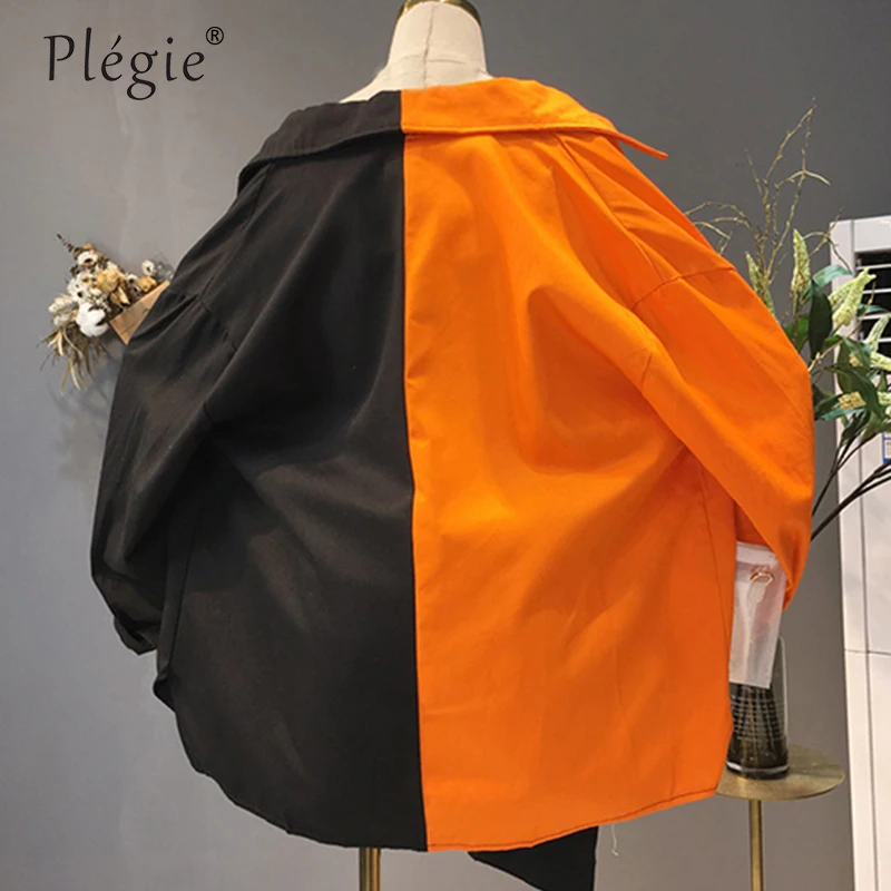 Plegie Harajuku giacca Patchwork Oversize donna 2022 autunno nuovo arrivo capispalla cappotto Hip Hop Streetwear giacche larghe stile BF