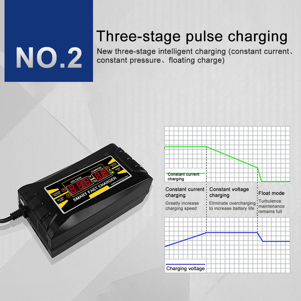 Portable 12V 6A Car Battery Charger AGM GEL Lead Acid Battery Charge 12 Volt Fully Automatic Charger For 75AH 80AH 90AH 100AH