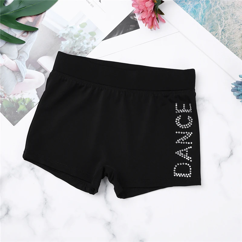 Girls Black Short Sleeve Tankini Crop Top Shorts Set Child Ballet Dance Sports Workout Gymnastics Suits Kids Dance Wear