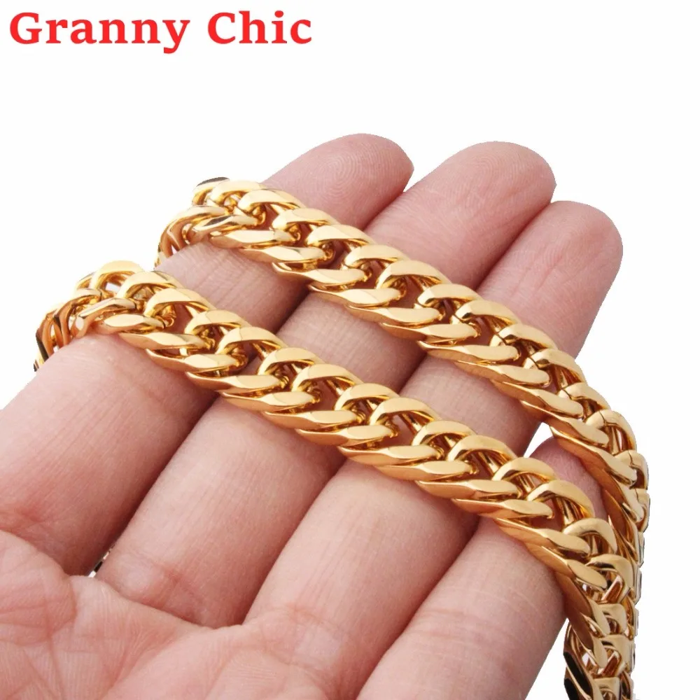 Granny Chic Fashion 316L Stainless Steel Necklace for Women Men Silver Rose Gold Black Color Cuban Chain Jewelry