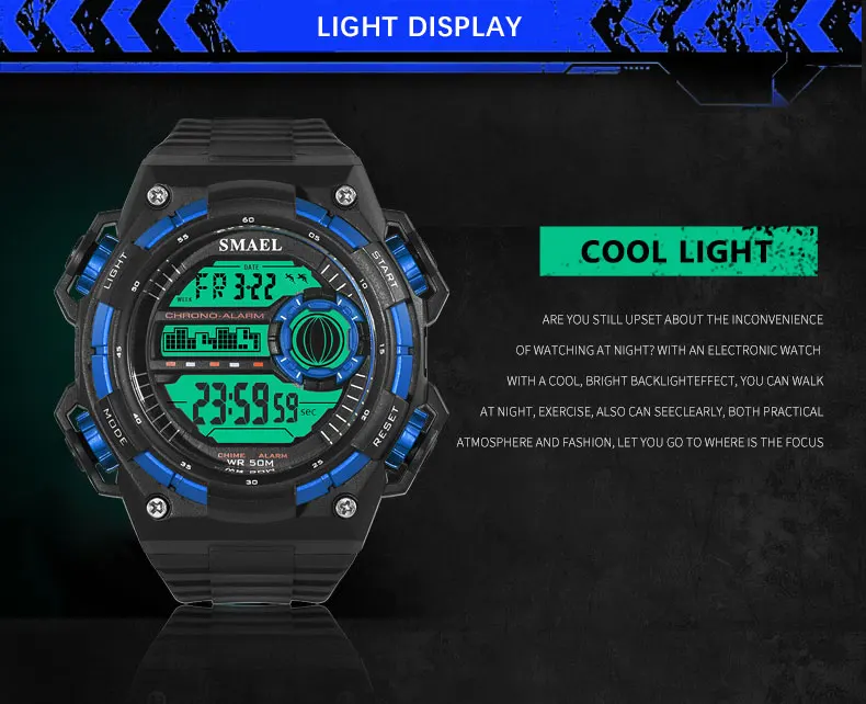 Digital Wristwatches Luxury Brand SMAEL SShock Resist Military Men Watch Automatic Mechanical 1438B Sport Watches Waterproof LED