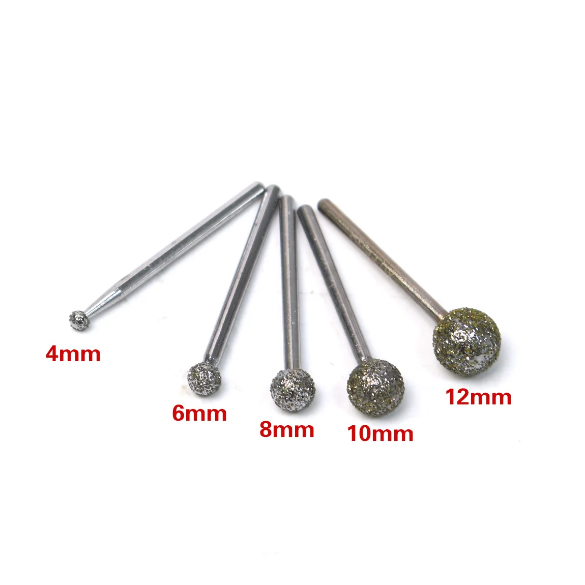 5 ชิ้น/เซ็ต Ball รอบเพชร Burr Bits แกะสลักเครื่องมือหมุน Shank 3mm หัว 4