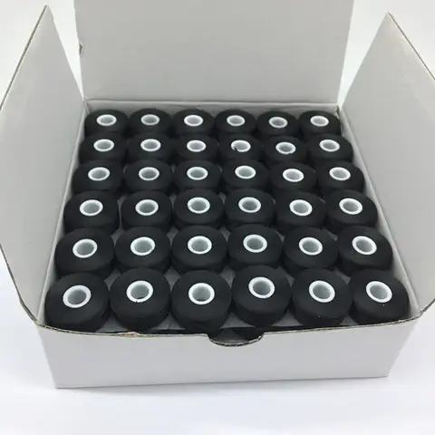 100% Polyester Sideless Embroidery Bobbin Thread 144pcs/box Size L White/ Black 70D/2 Sideless Prewound Bobbins for Embroidery