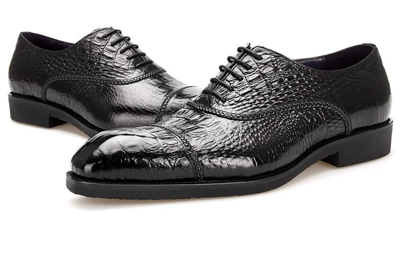 

Large Size EUR45 Crocodile Grain Black Oxfords Mens Wedding Shoes Genuine Leather Dress Shoes Mens Busines Shoes