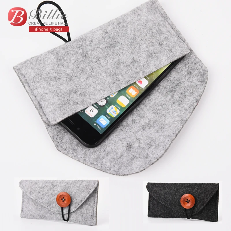 For Apple Iphone X Pouch Wool Felt Protective Sleeve Bag for iPhone X 5.8  Inch Bags Phone