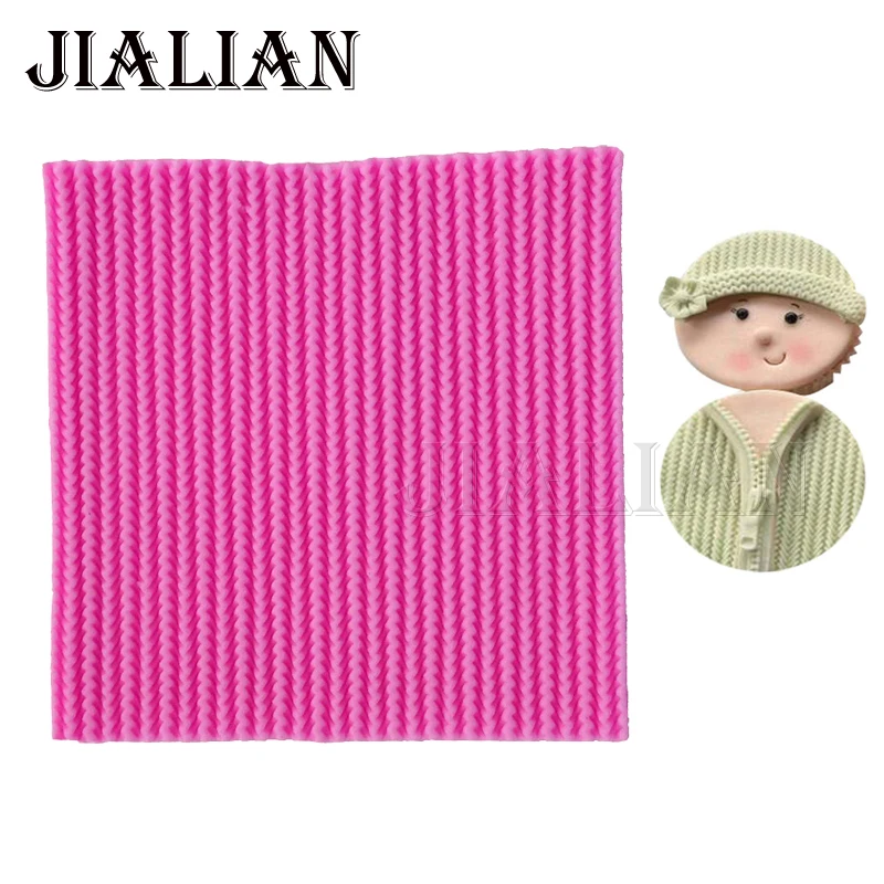 Silicone Mold DIY Needle knitting wool texture lace Fondant Cake tools Decorating Polymer Clay Resin Candy Sculpey T0767