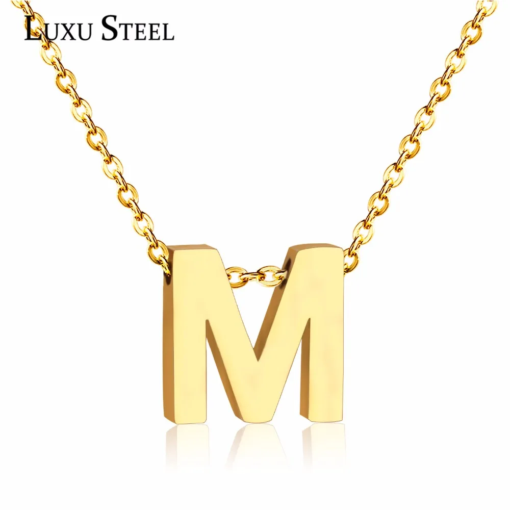 LUXUSTTEL Damen-Halskette mit klassischem Alphabet-Buchstaben, A-Z-Form, Anhänger-Halskette, Buchstaben-Halskette aus Edelstahl