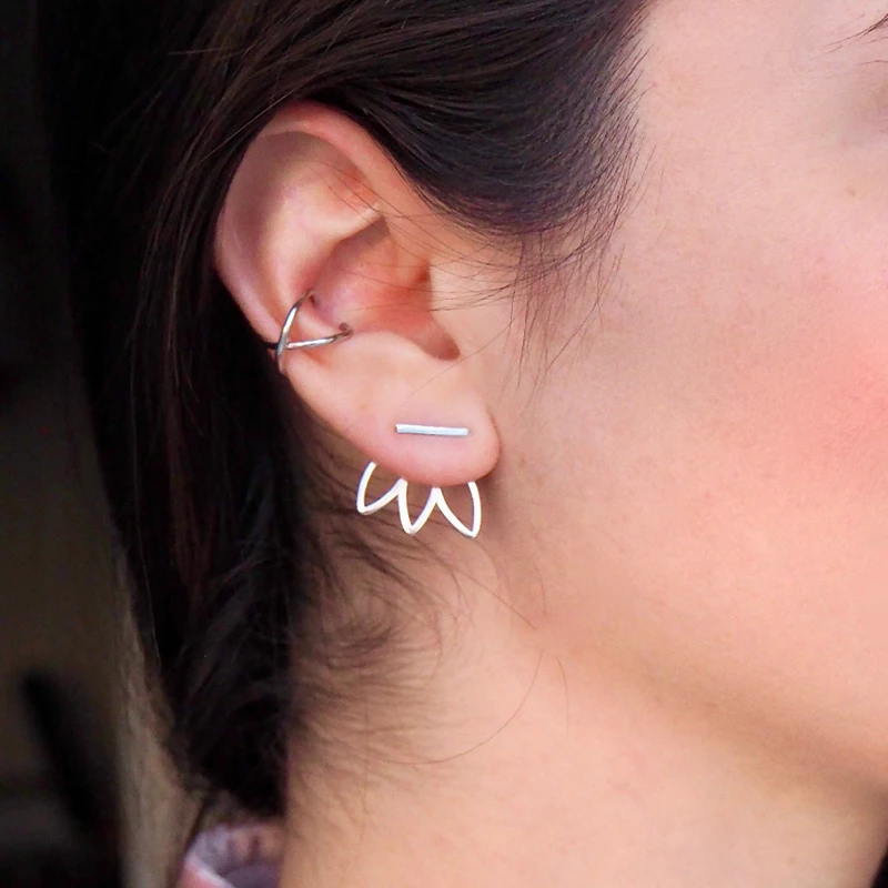 e-Manco Trendy Ladies Stud Earrings for Women Geometric Stainless Steel Earrings Sets Studs Cute Earrings Fashion Jewelry