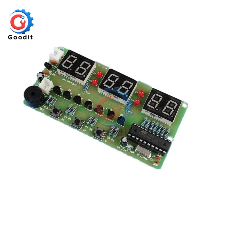 Digital Clock DIY Kit 6 Bits C51 AT89C2051 Chip Electronic Alarm Clock Kit FR-4 PCB with DIY Learing Kit for Arduino