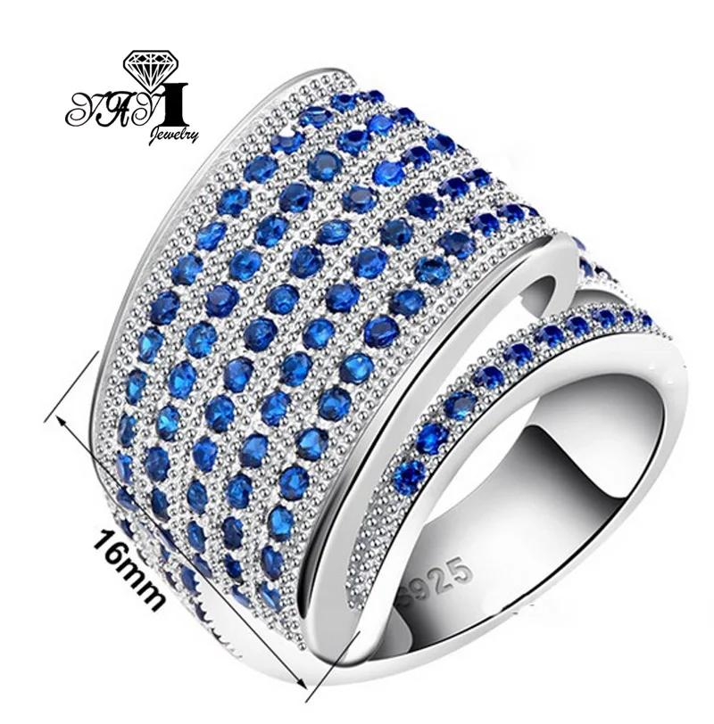 YaYI Jewelry Top Quality Blue Gemstones Sapphire Cubic Zirconia Silver Color Engagement Wedding Party Rings Gifts